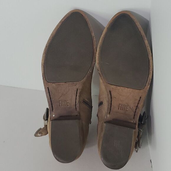 Frye Women's Ray Western Shootie Beige Ankle Booties Size 6M - Picture 9 of 14